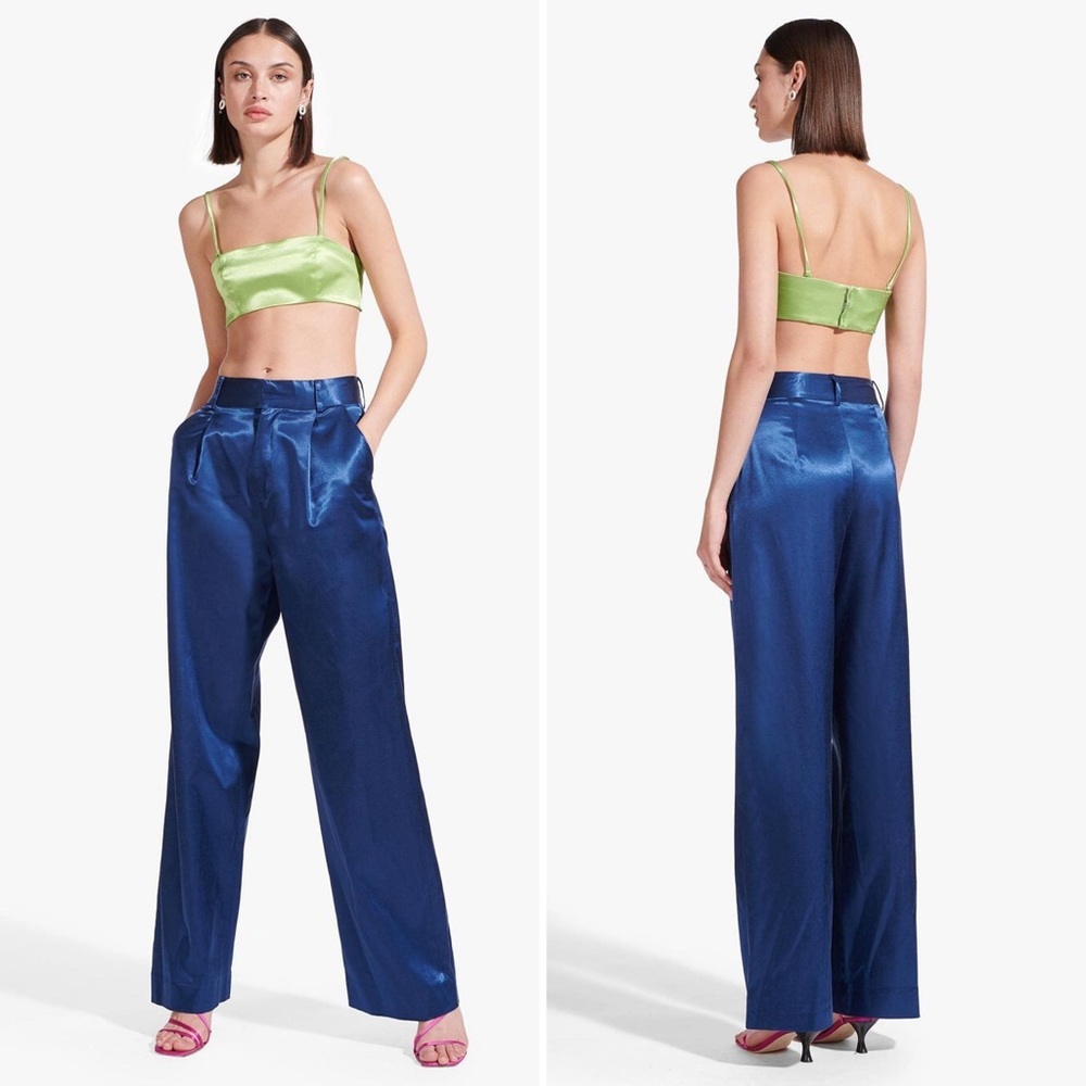 STAUD Brucco Midnight Blue Sateen Pants